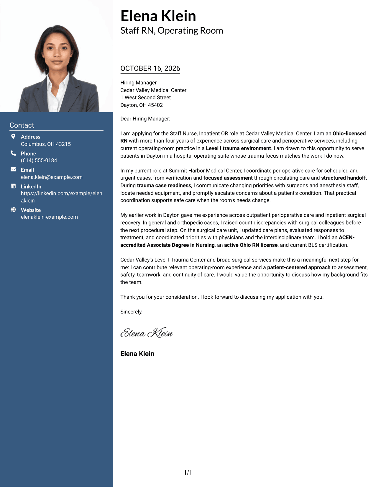 Cover letter example — page 1