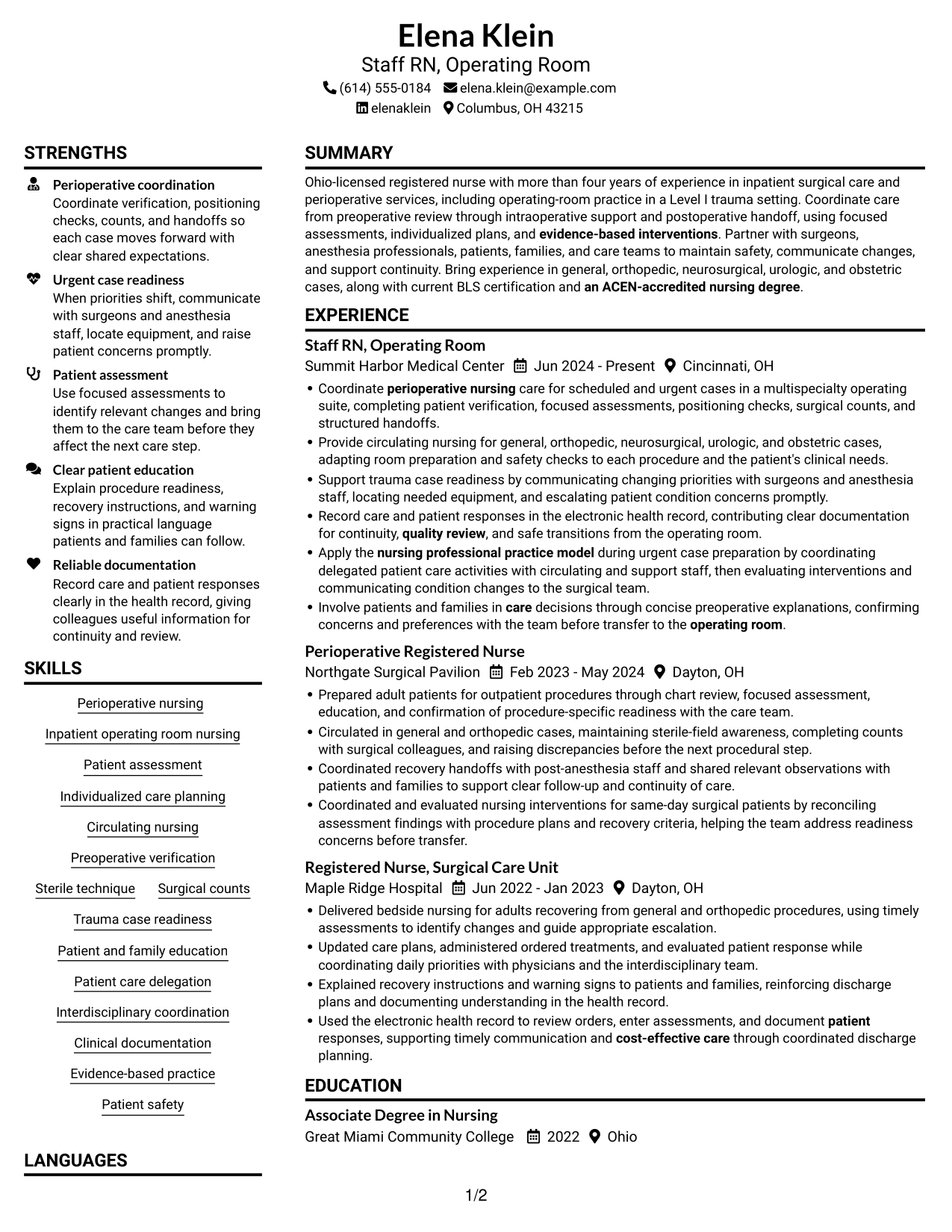 Resume example — page 1