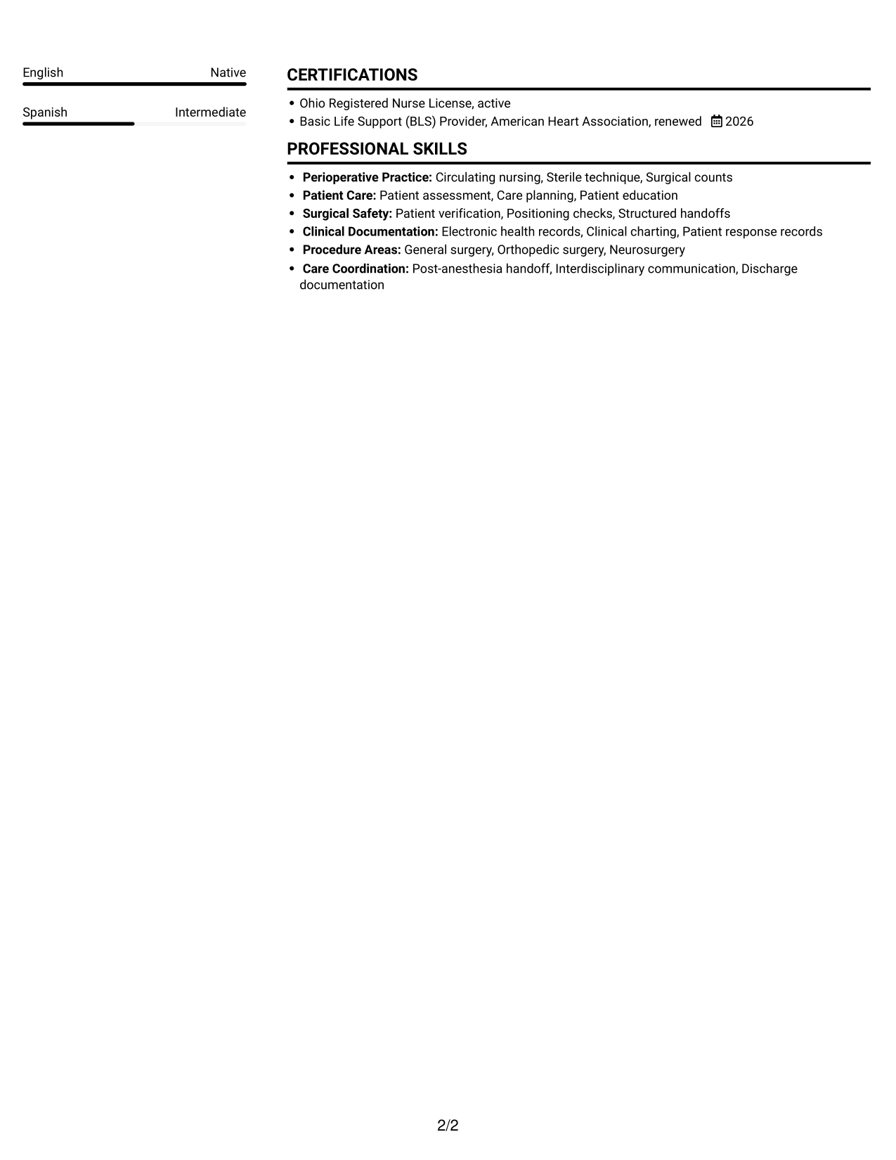 Resume example — page 2