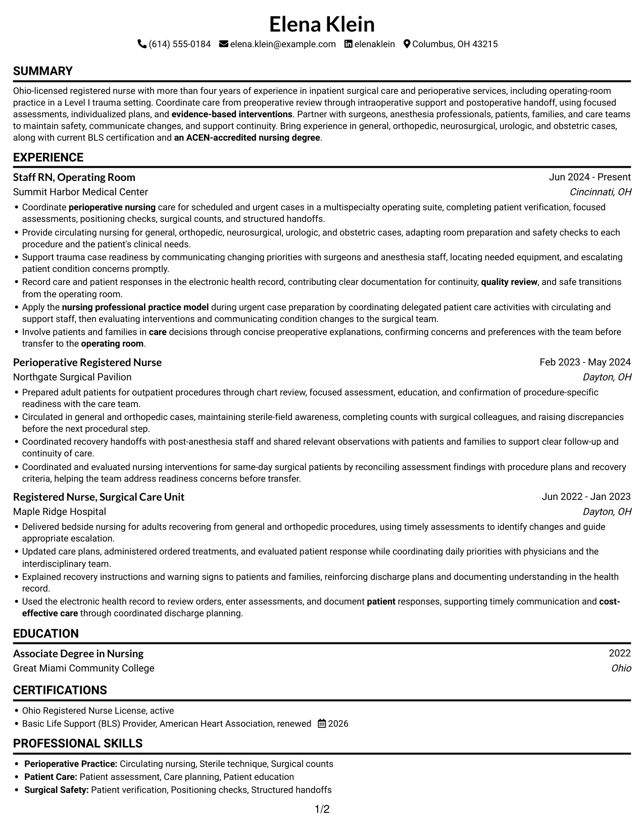Resume example — page 1