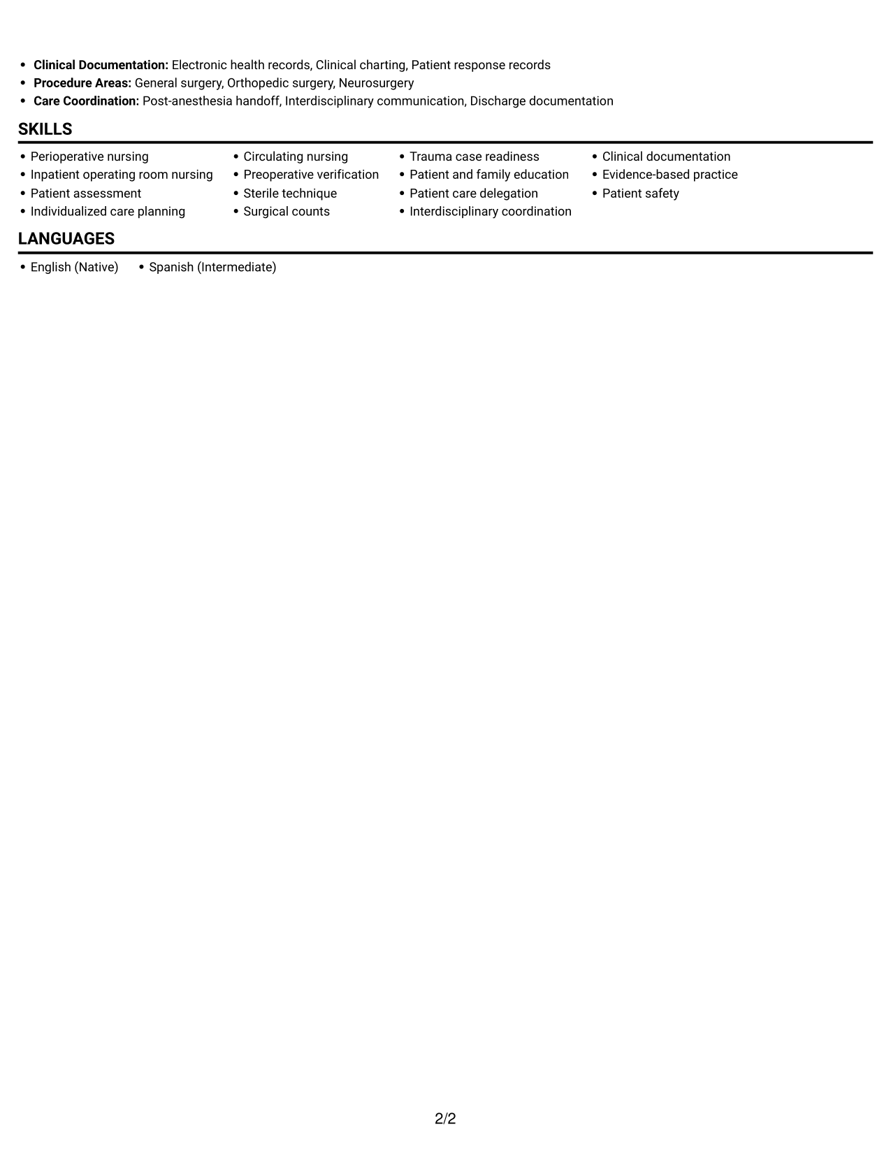 Resume example — page 2