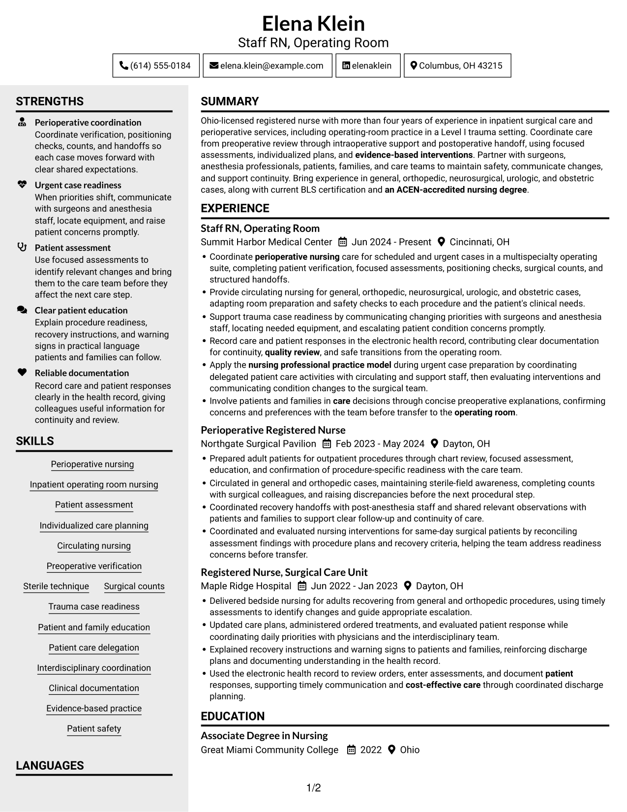 Resume example — page 1