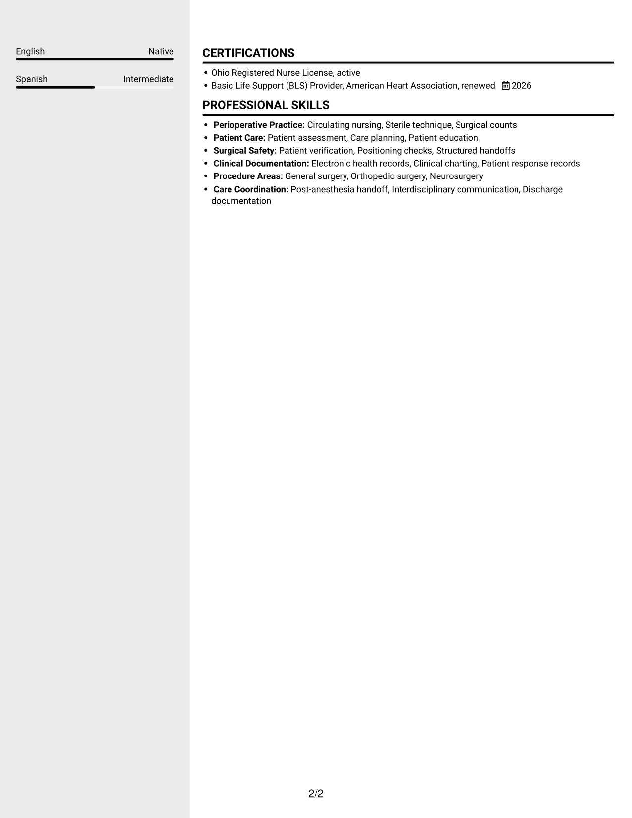 Resume example — page 2