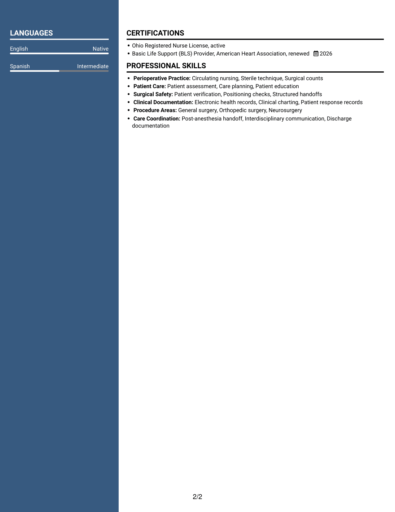 Resume example — page 2