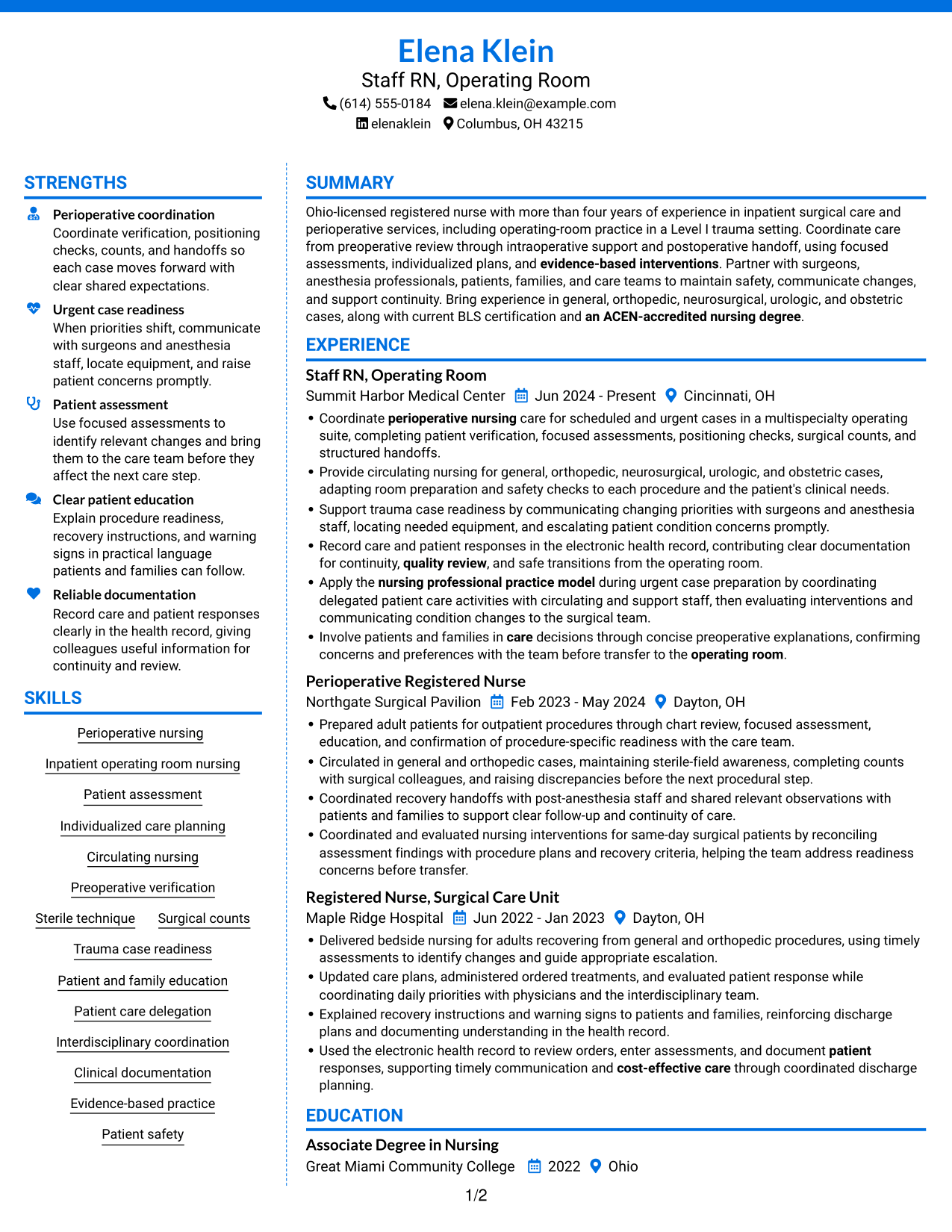 Resume example — page 1
