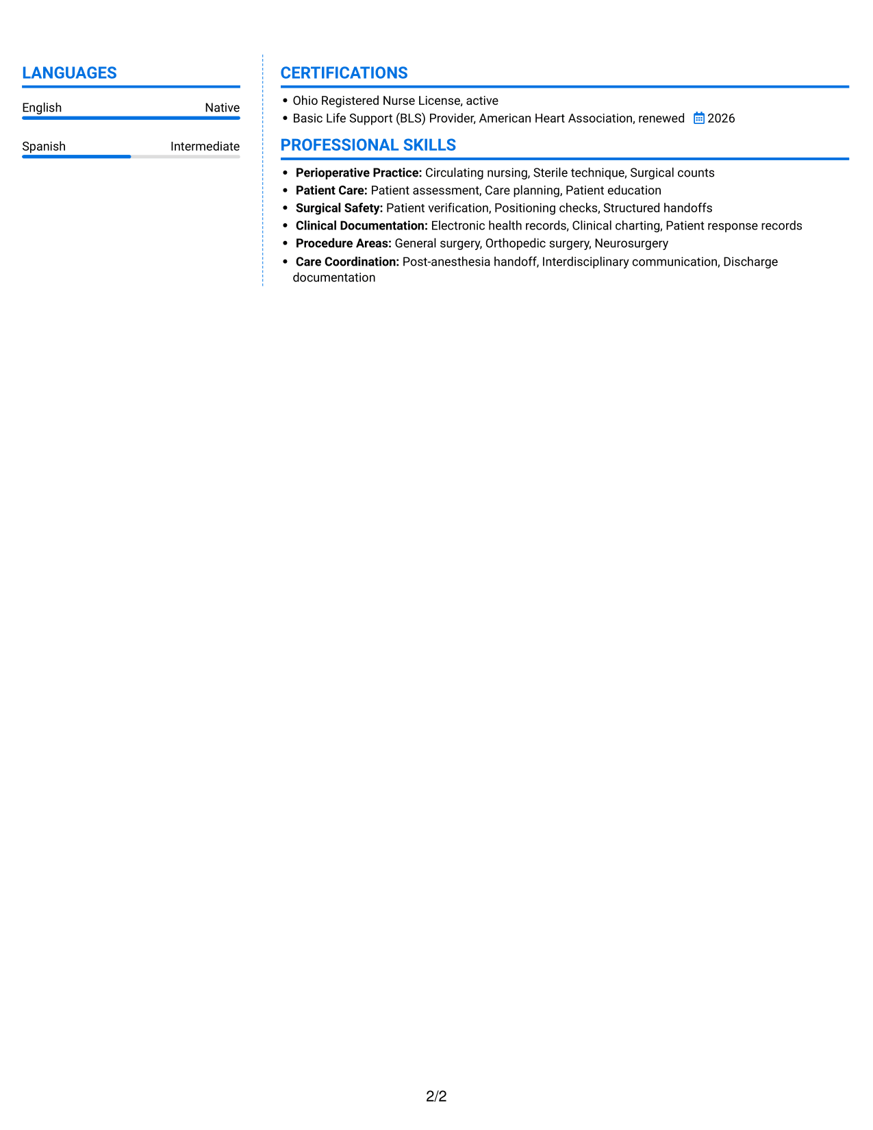 Resume example — page 2