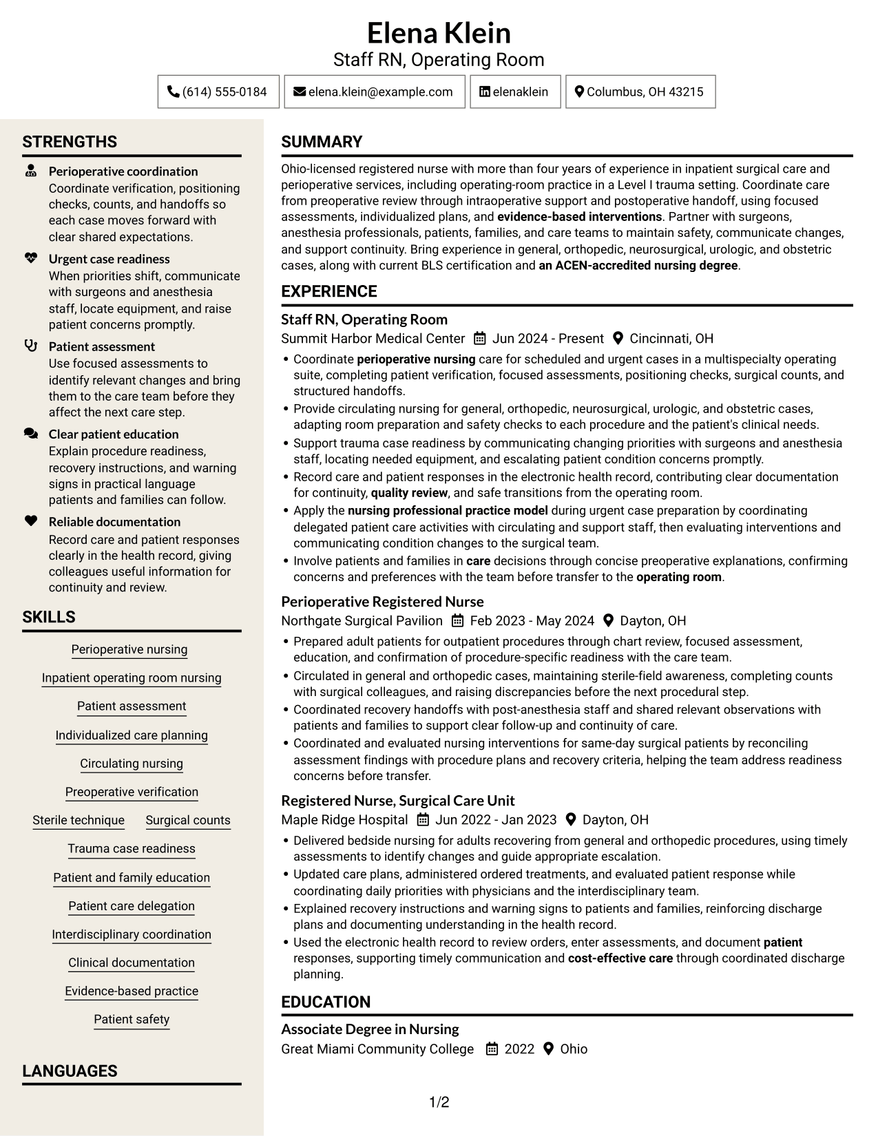 Resume example — page 1