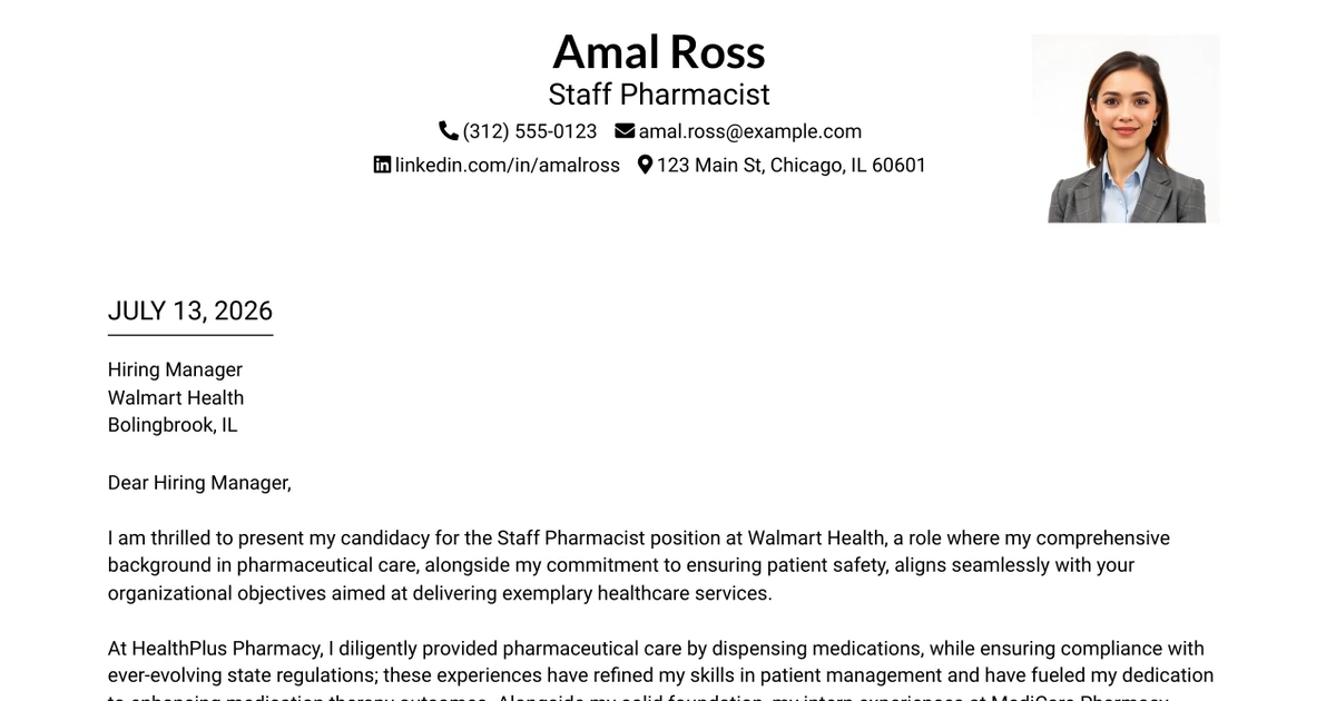 30+ Staff Pharmacist Cover Letter Templates with Example 2026