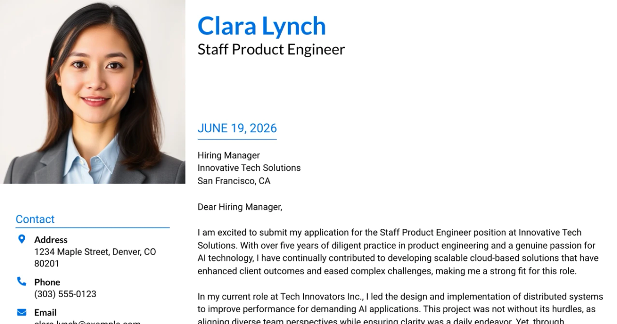 30+ Staff Product Engineer Cover Letter Templates with Example 2026
