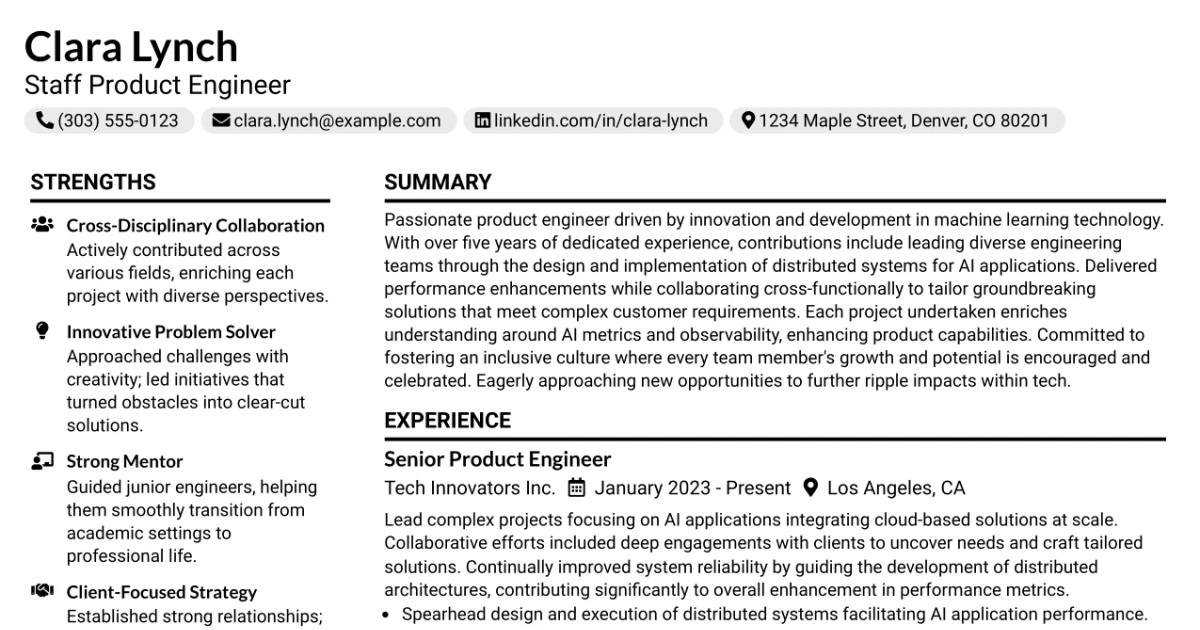 33 Staff Product Engineer Resume Templates with Example 2026 (ATS-Optimized)