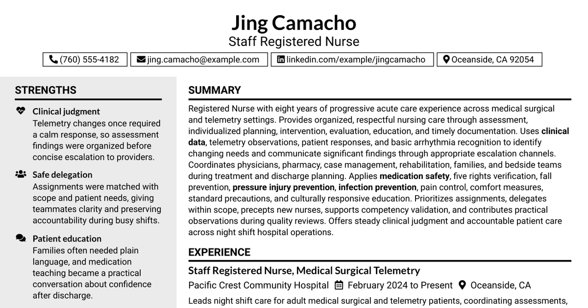 7 Staff RN - Hospital Resume Templates with Example