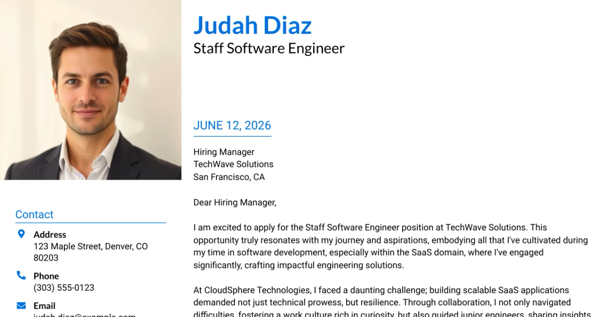 30+ Staff Software Engineer Cover Letter Templates with Example 2026