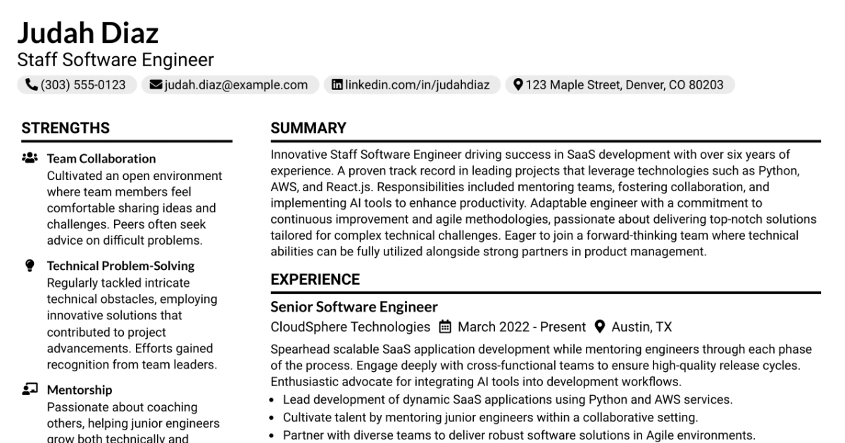 33 Staff Software Engineer Resume Templates with Example 2026 (ATS-Optimized)