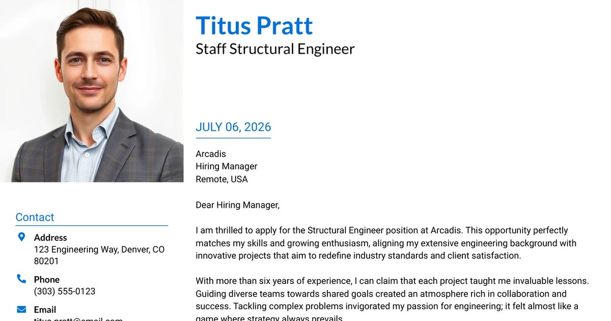 30+ Staff Structural Engineer Cover Letter Templates with Example 2026