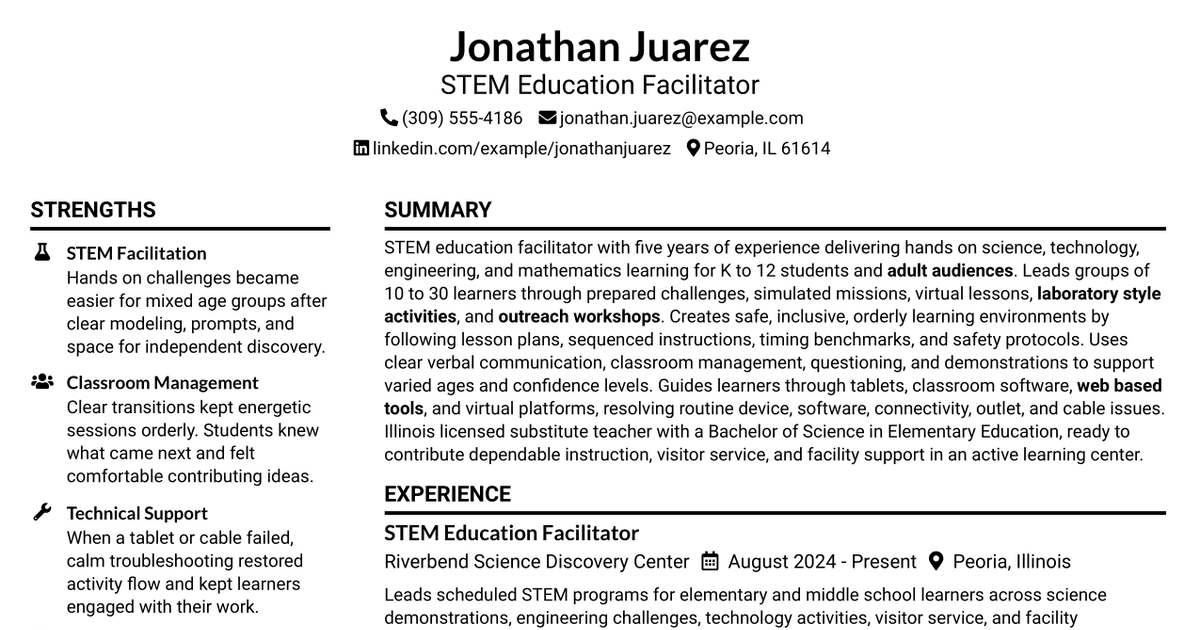 7 STEM Facilitator Resume Templates with Example