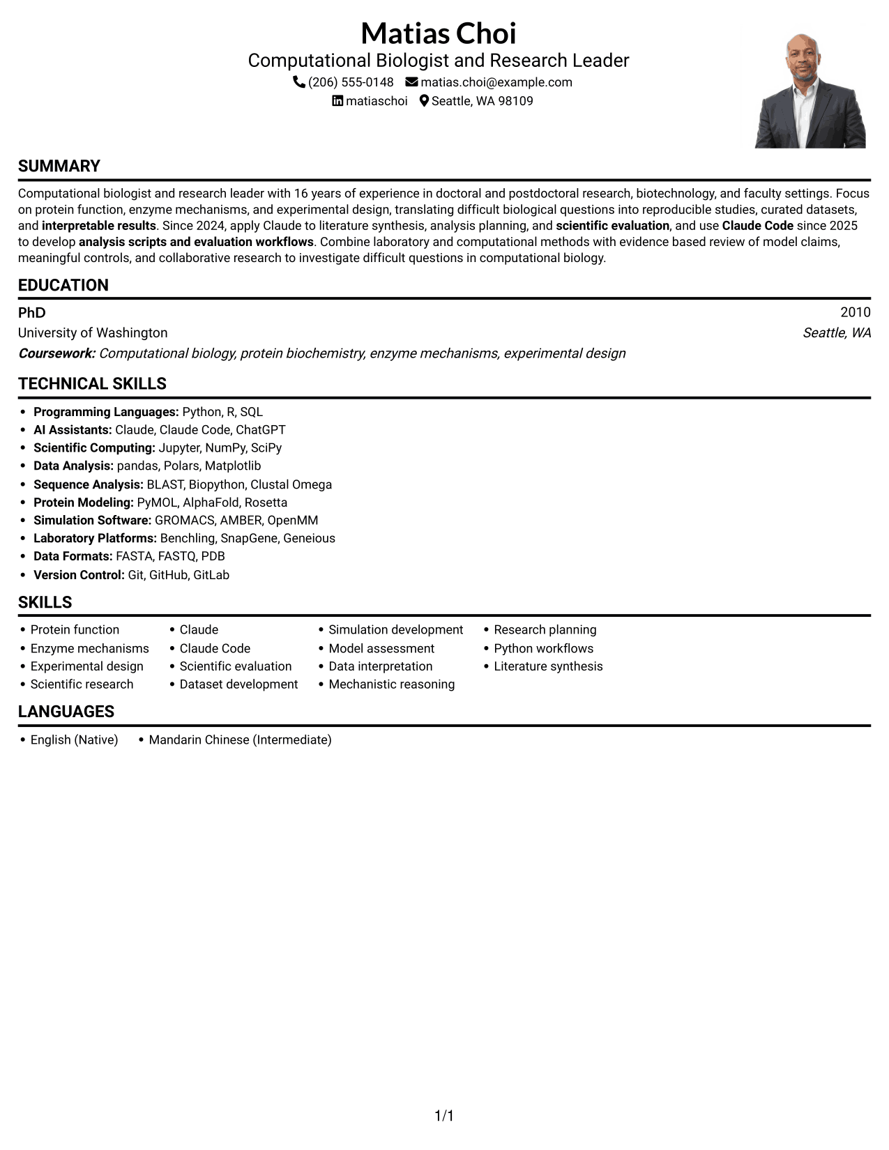 Resume example — page 1