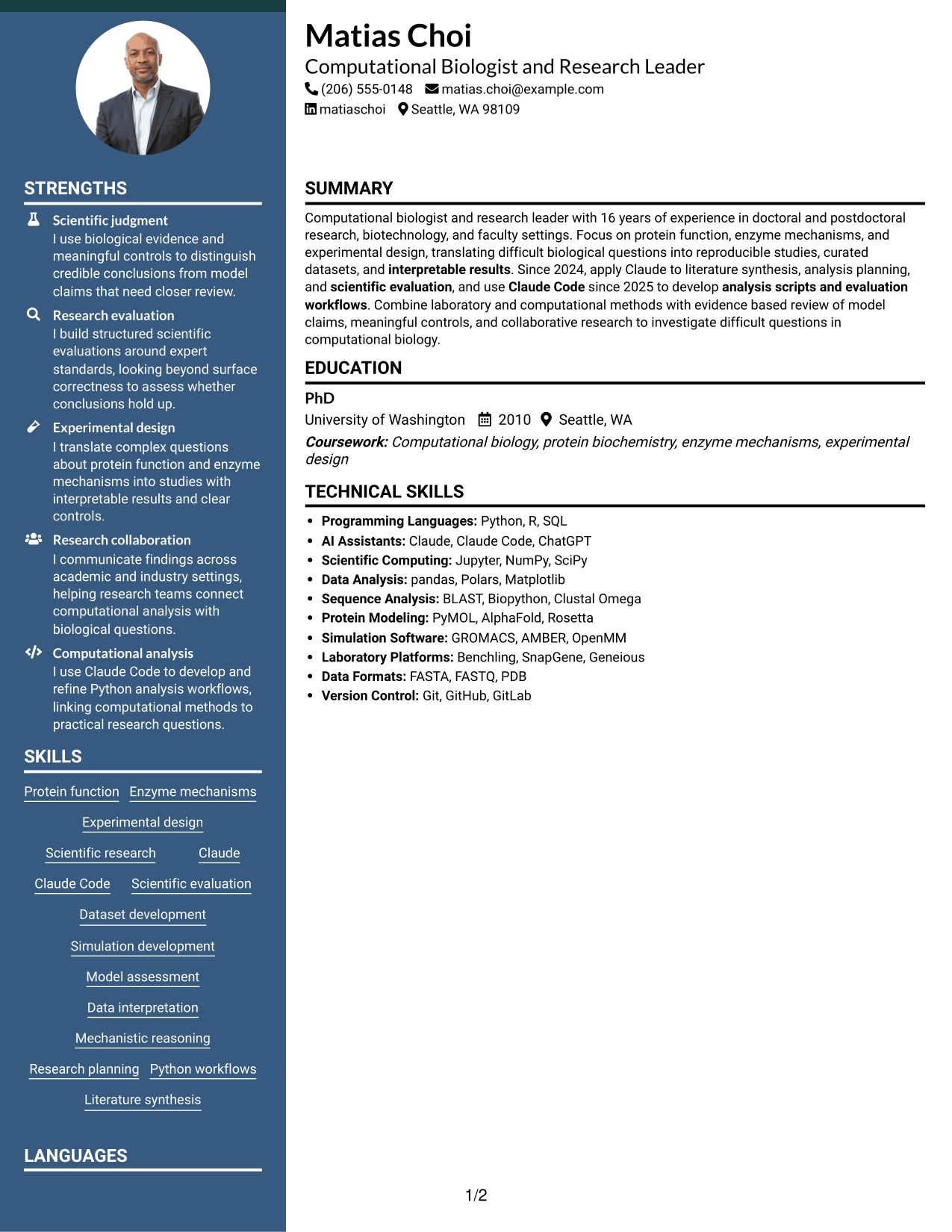 Resume example — page 1