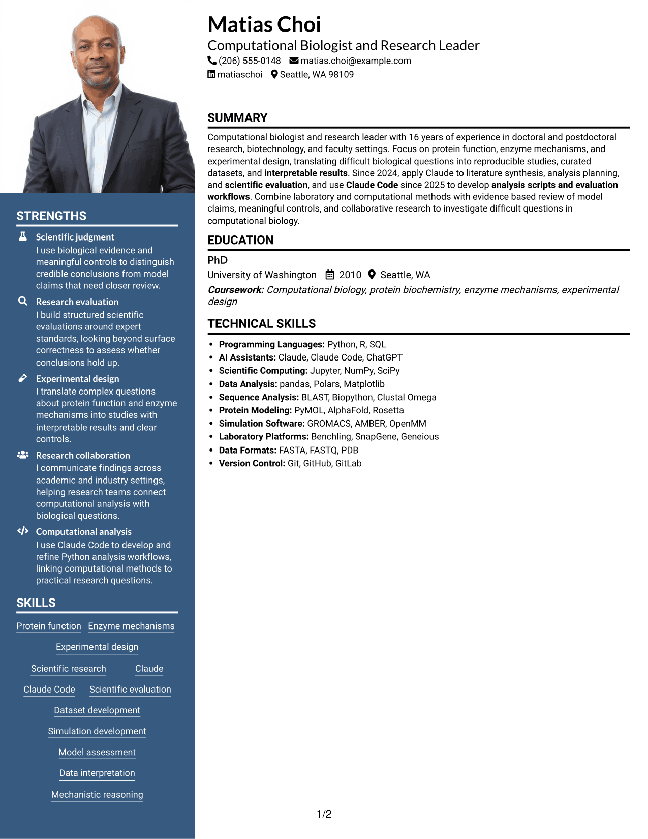 Resume example — page 1