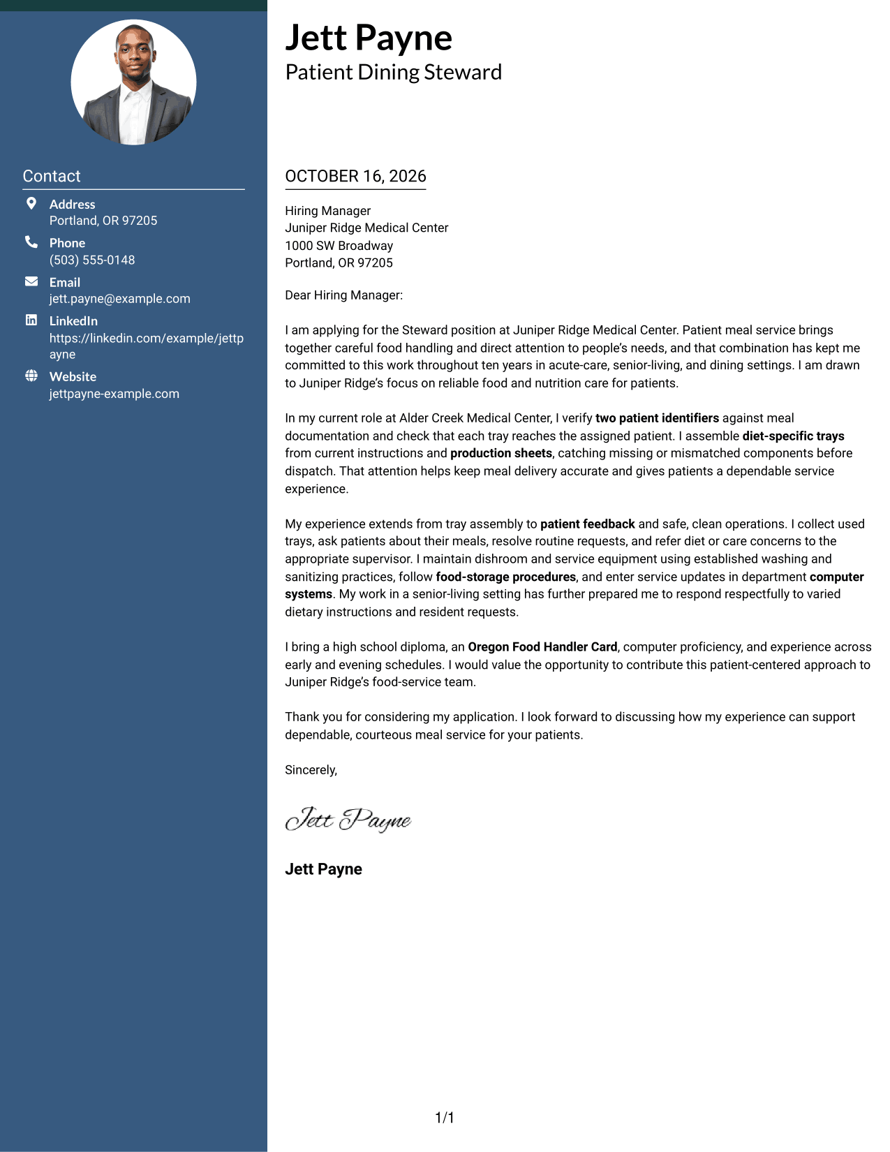 Cover letter example — page 1