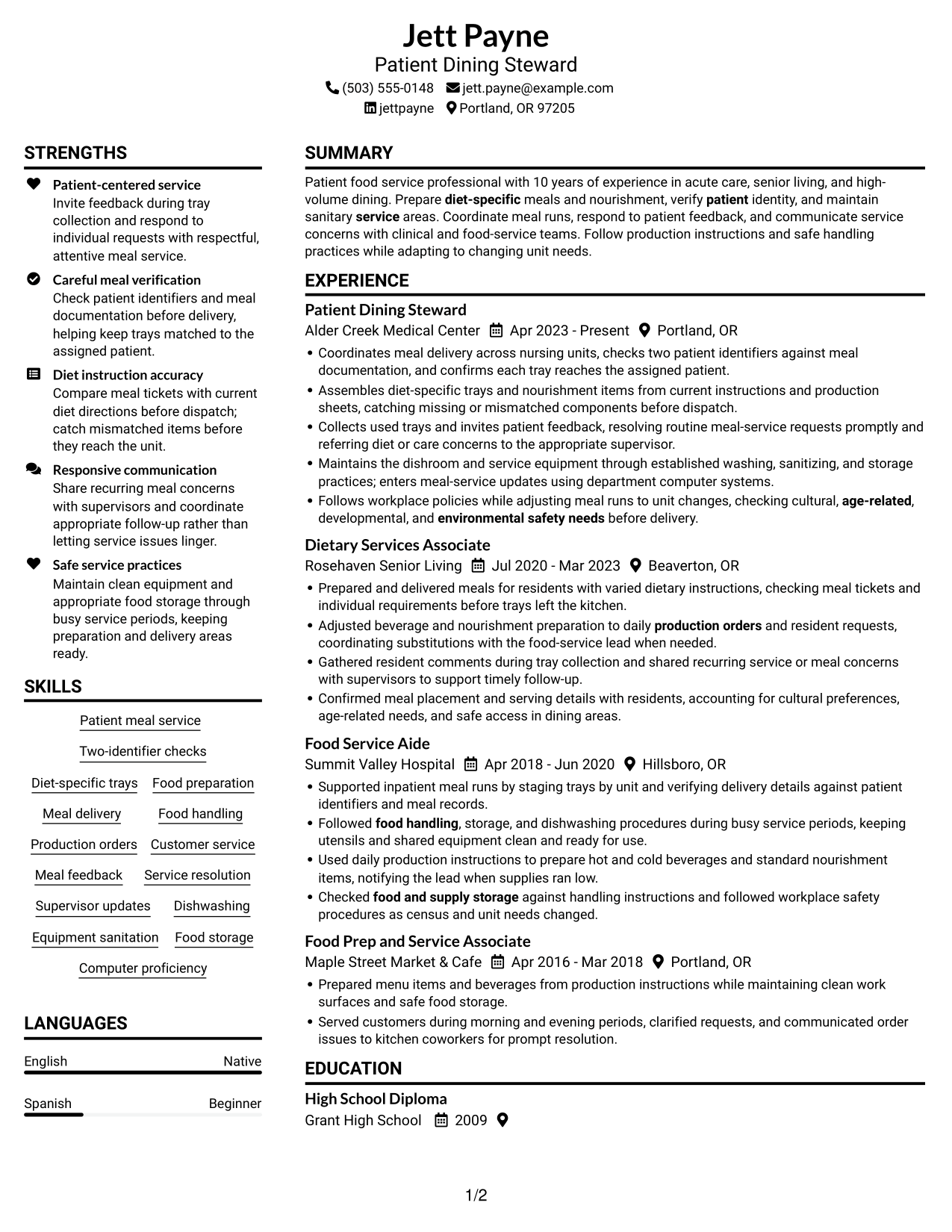 Resume example — page 1