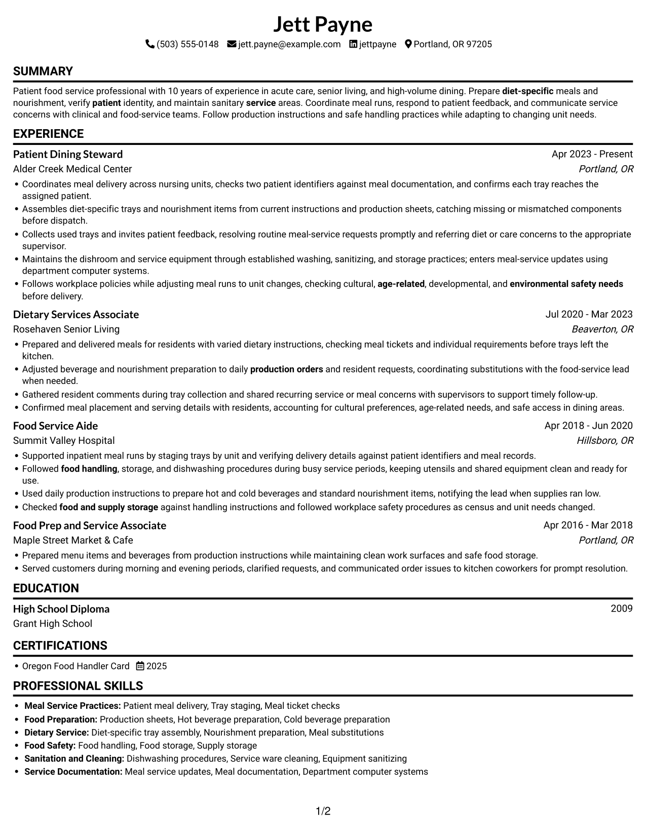 Resume example — page 1