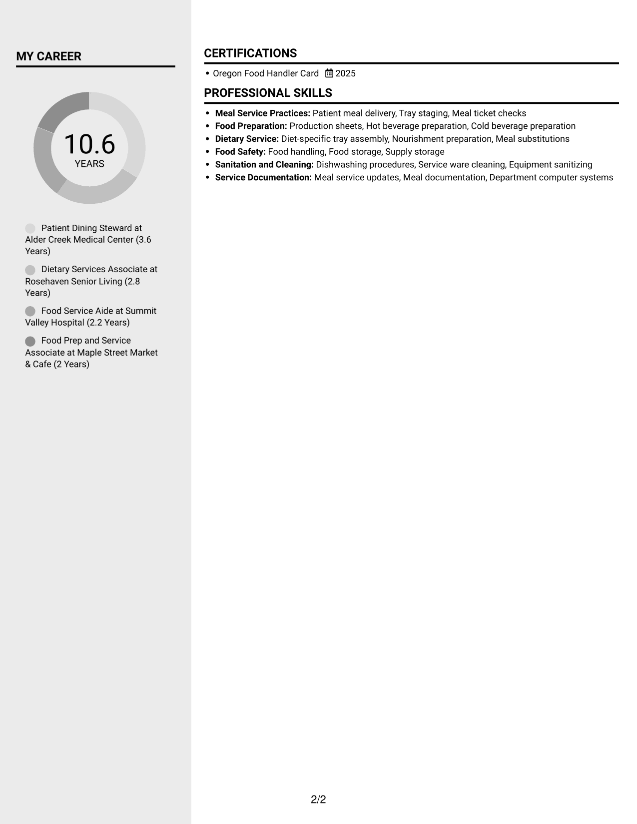 Resume example — page 2