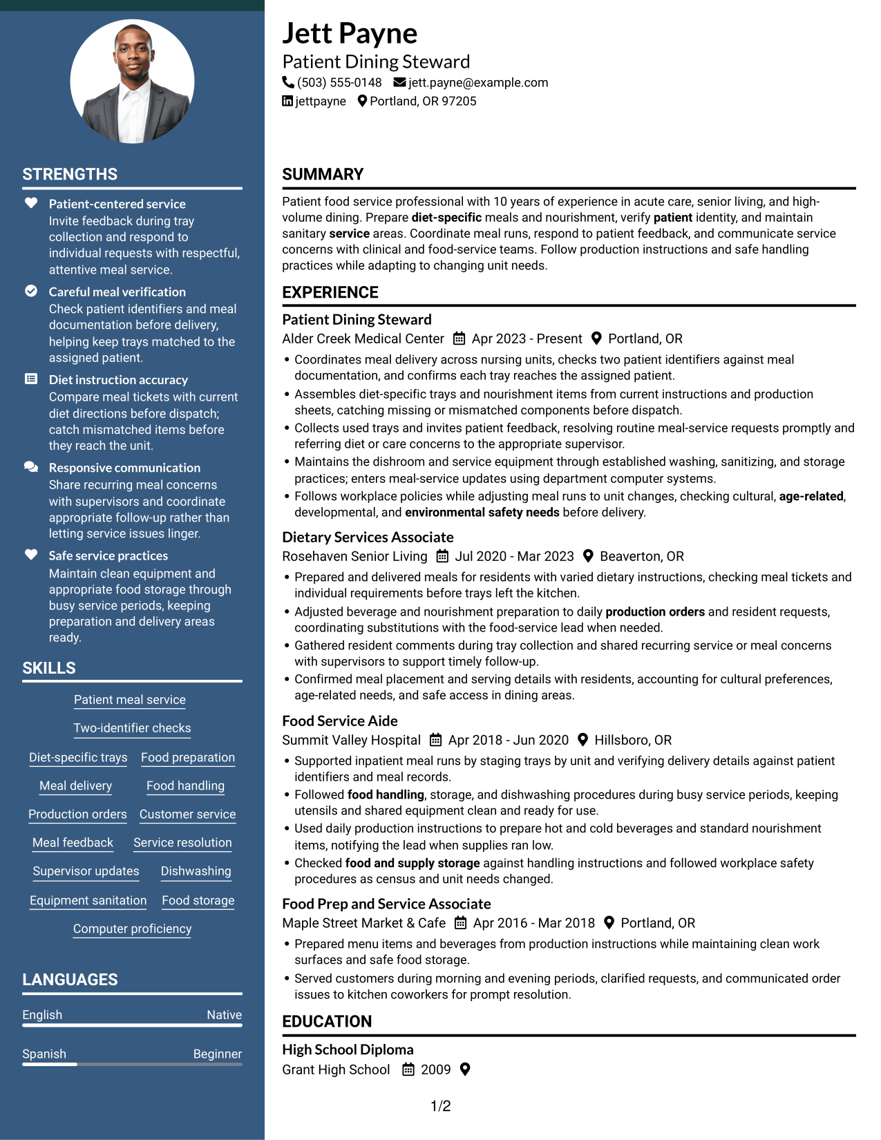 Resume example — page 1