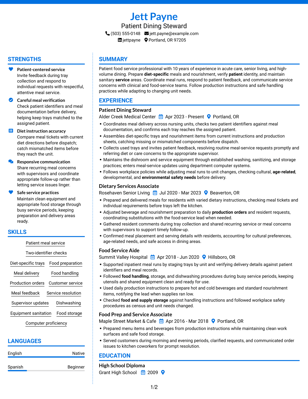 Resume example — page 1