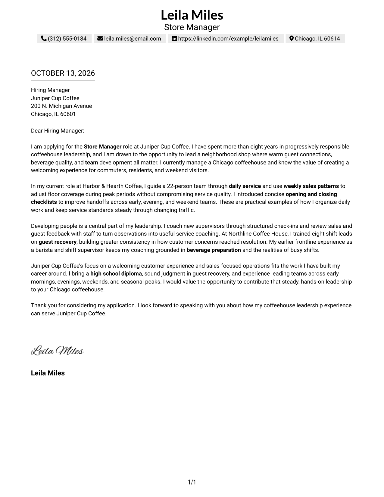 Text/Fang Style Cover Letter Preview