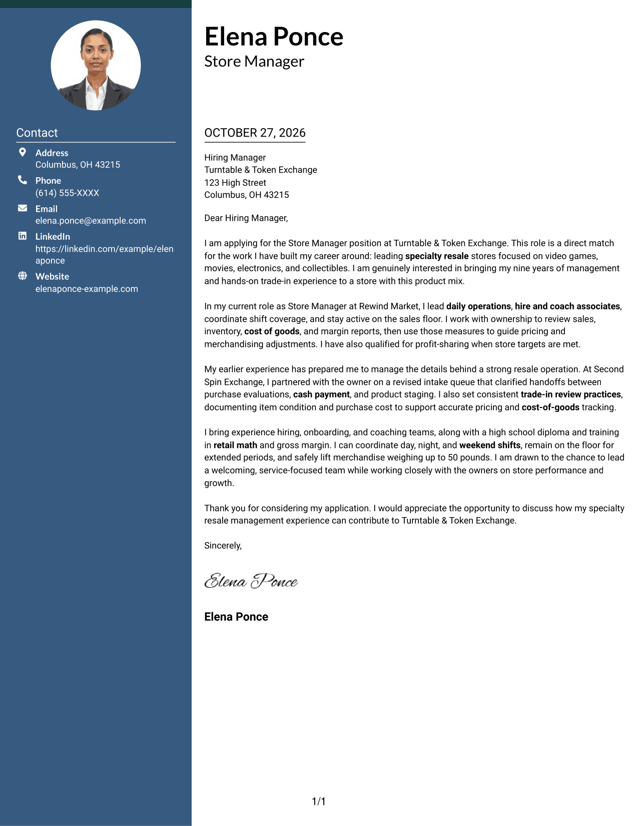 Cover letter example — page 1