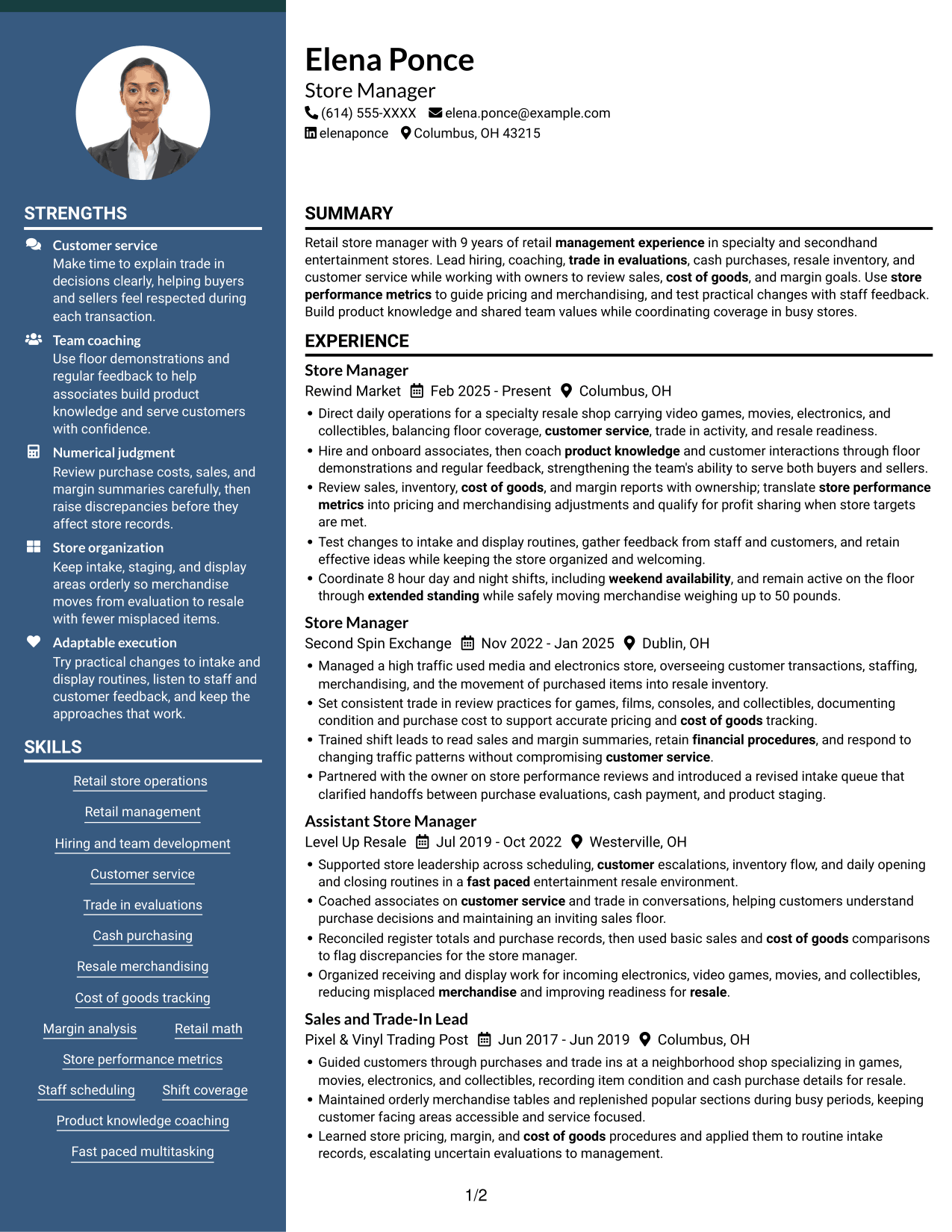 Resume example — page 1
