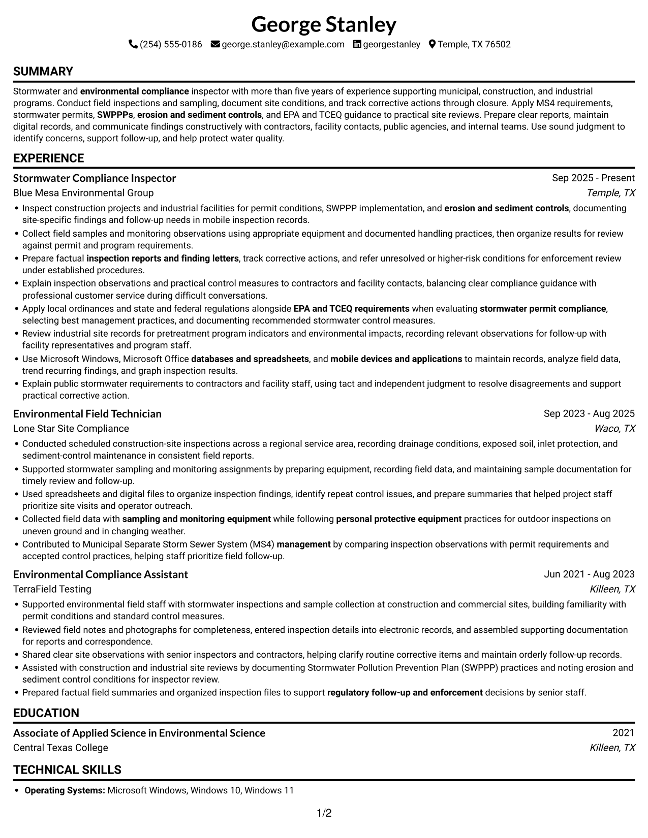Resume example — page 1