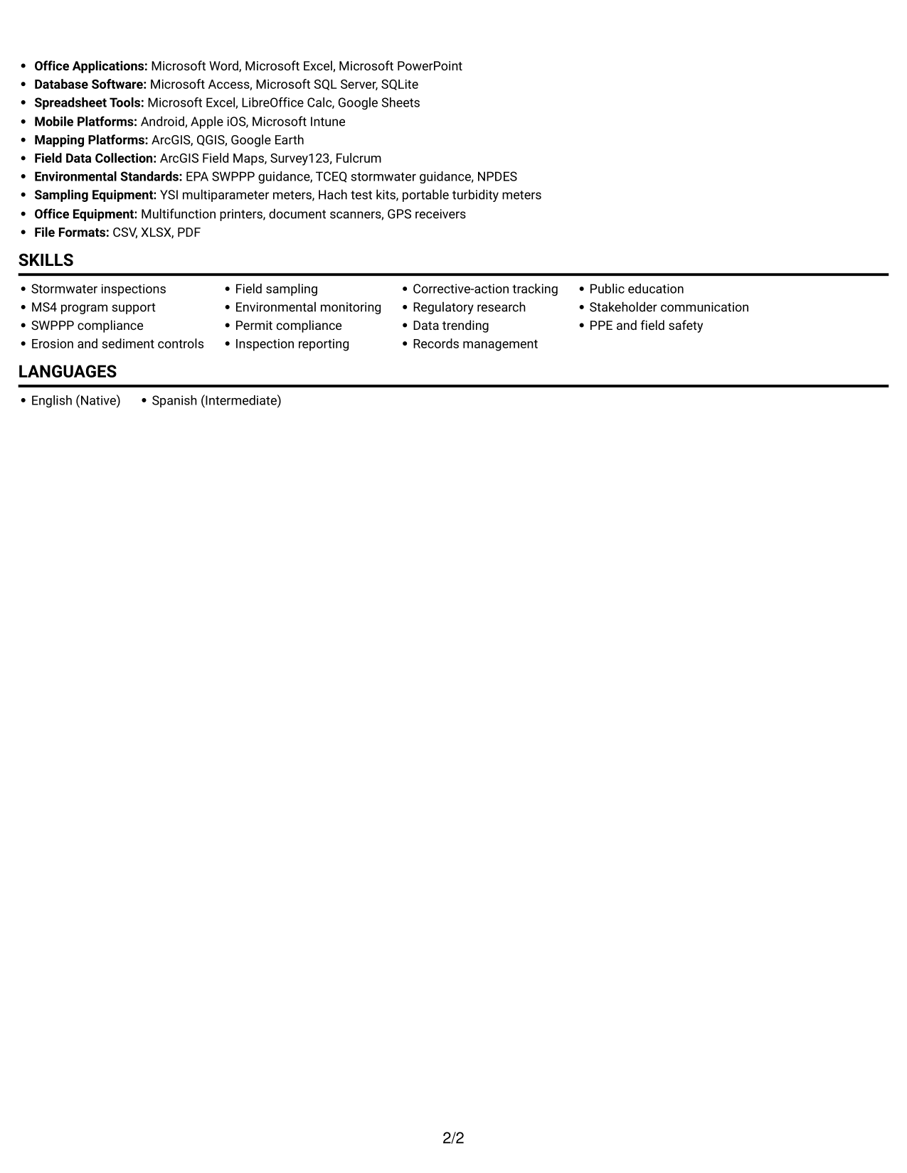 Resume example — page 2