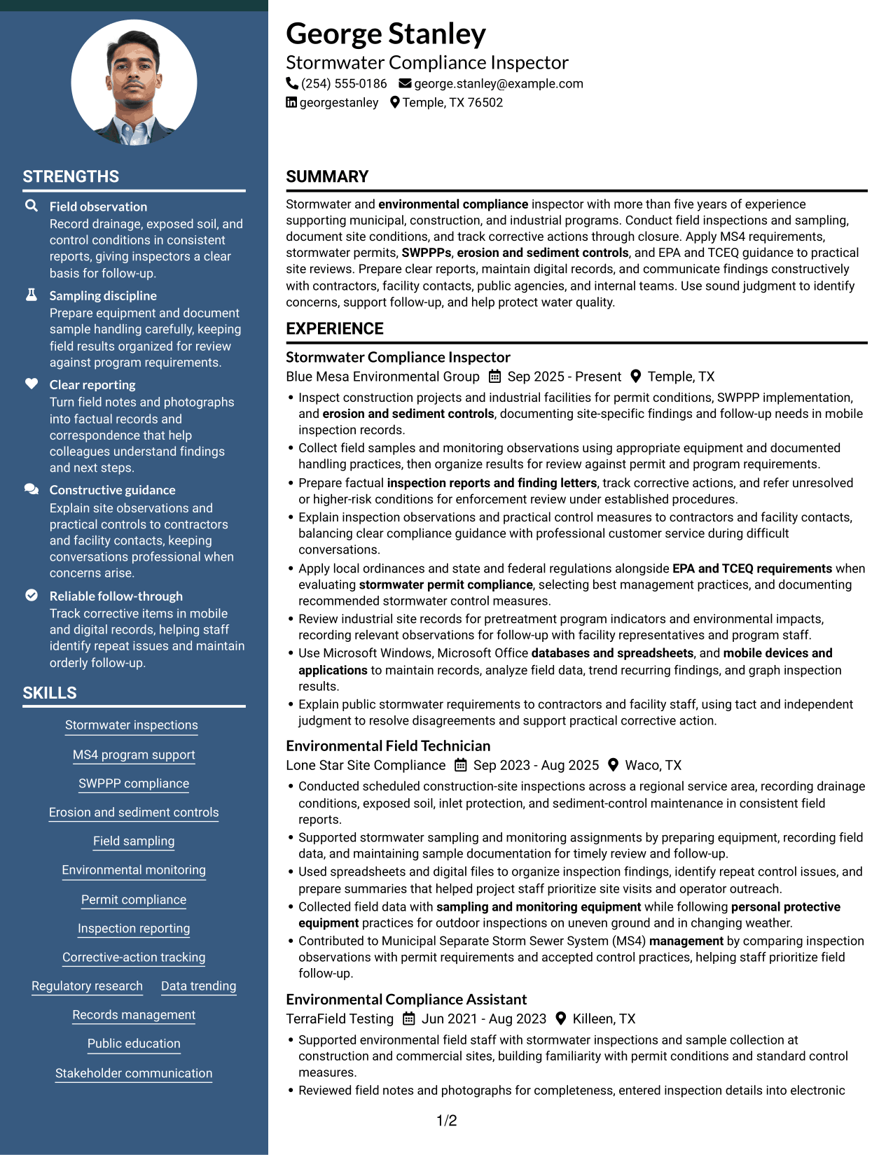 Resume example — page 1