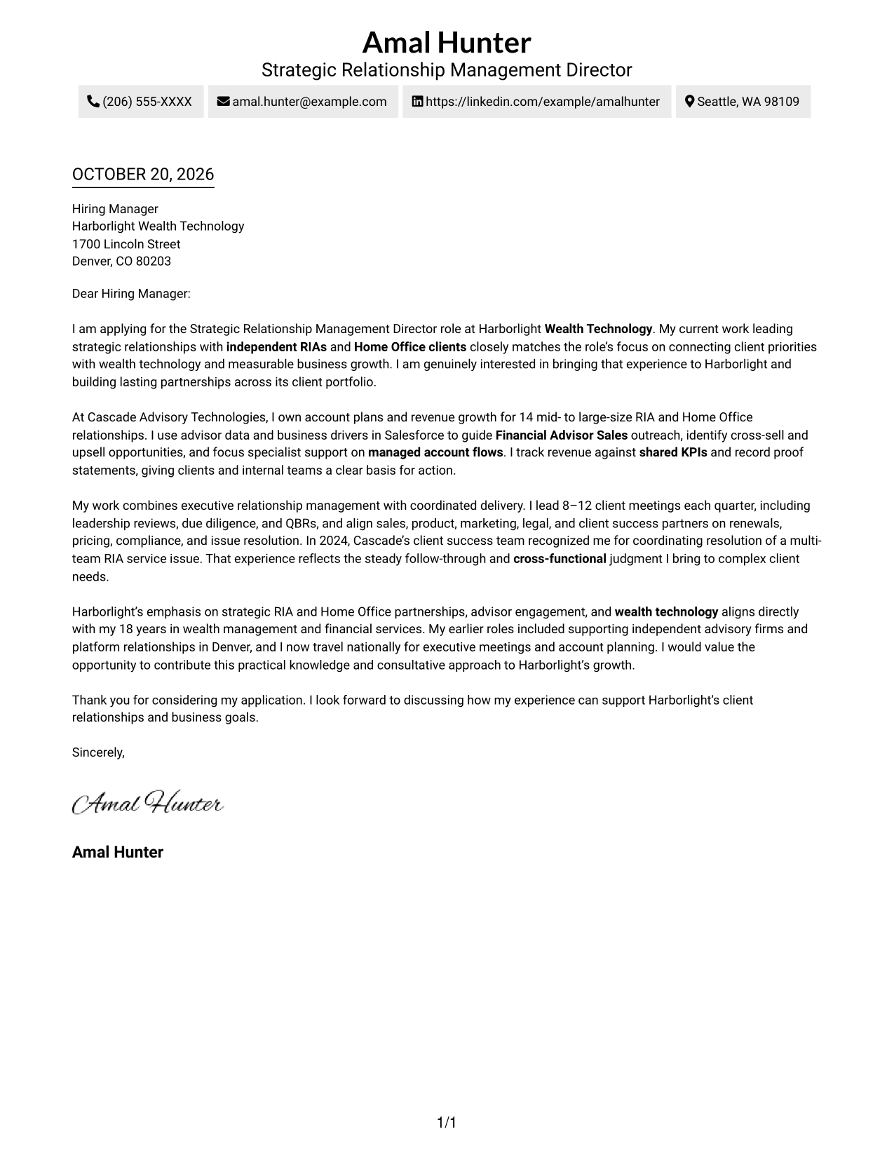 Cover letter example — page 1