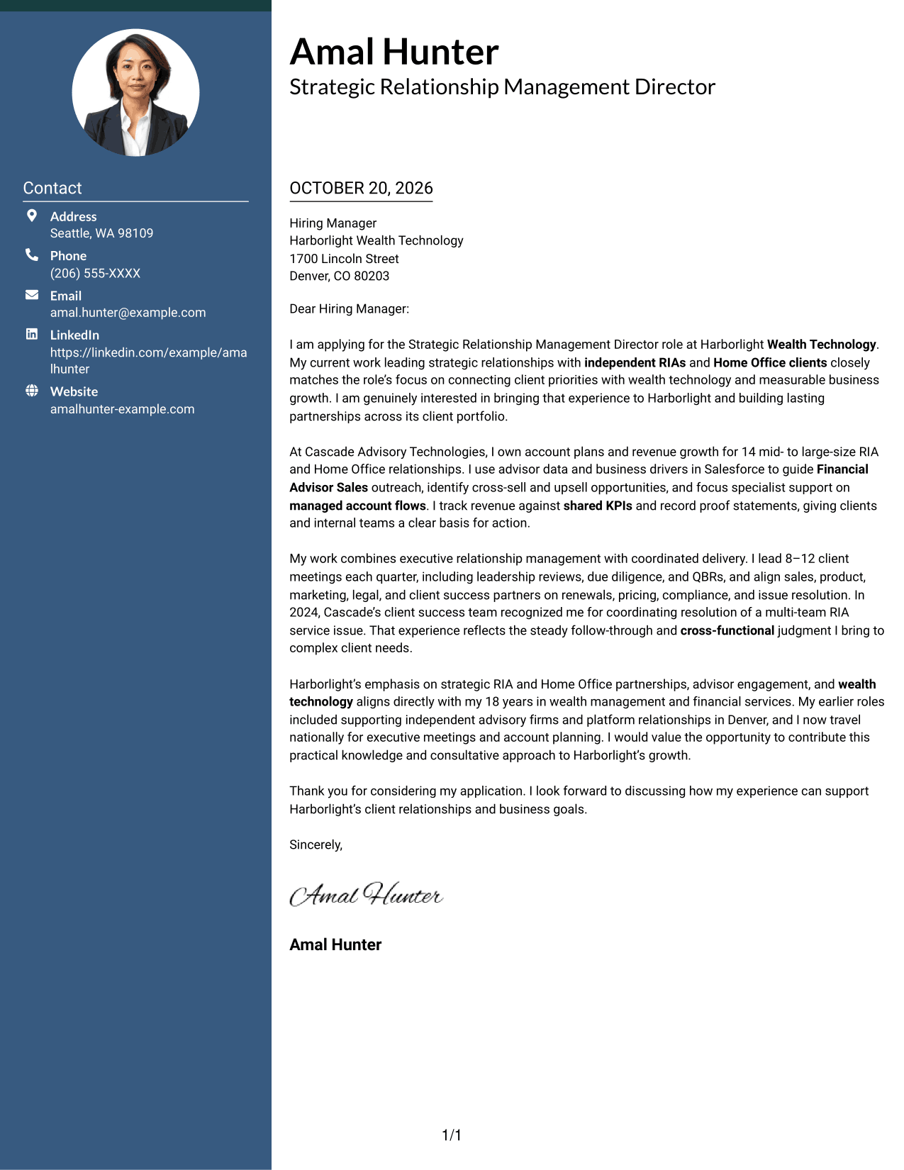 Cover letter example — page 1