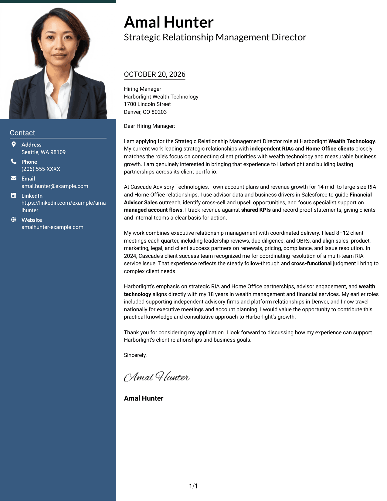 Cover letter example — page 1