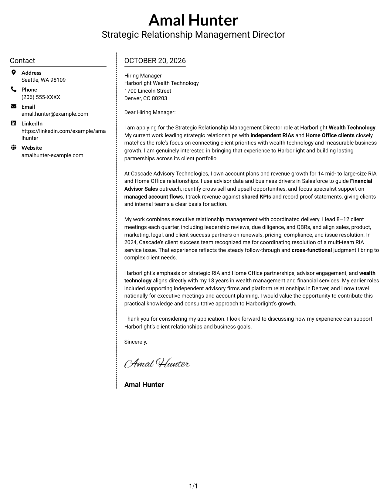 Cover letter example — page 1