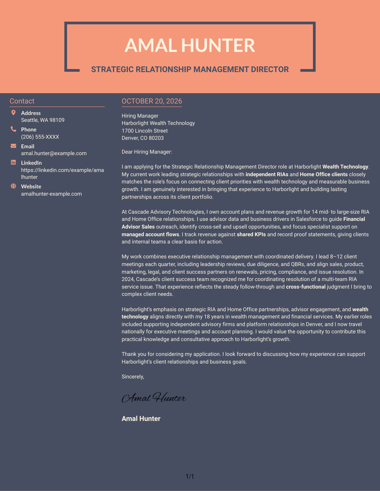 Cover letter example — page 1