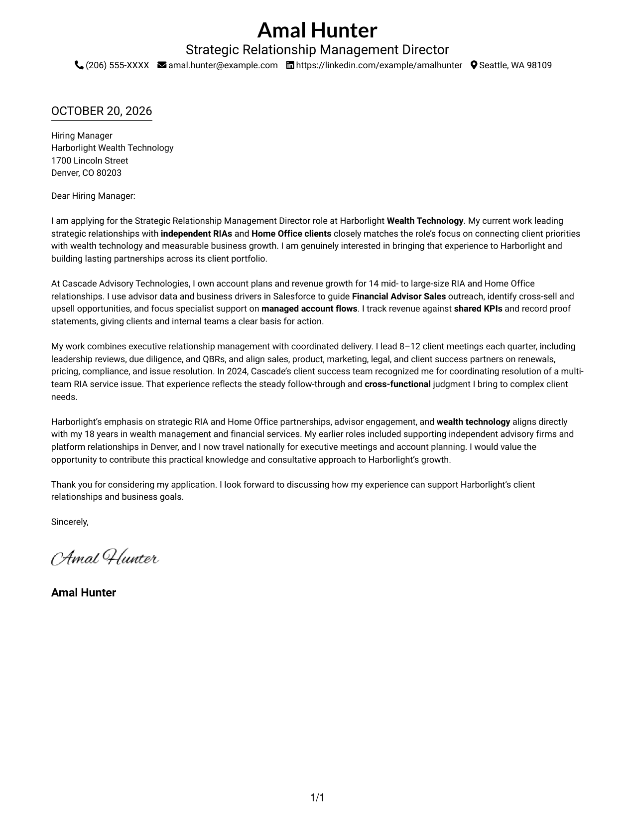 Cover letter example — page 1