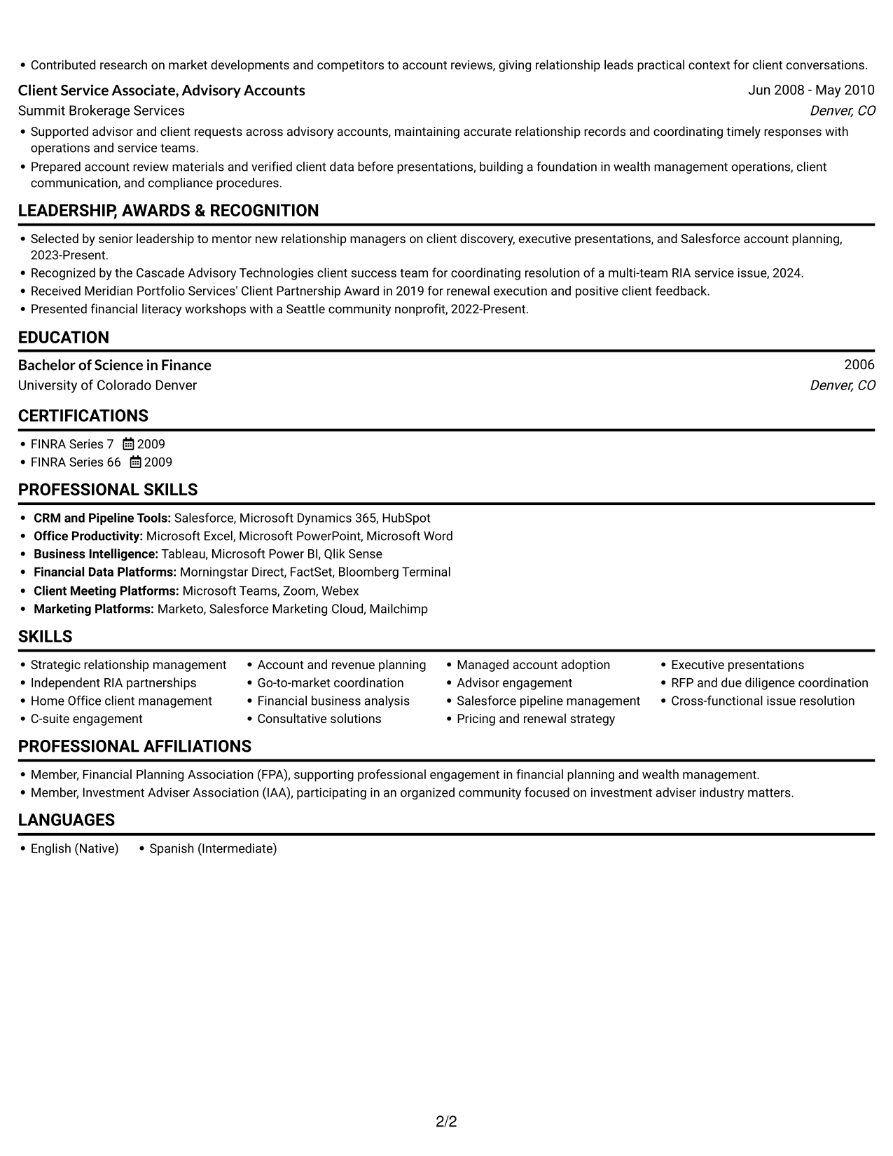 Resume example — page 2