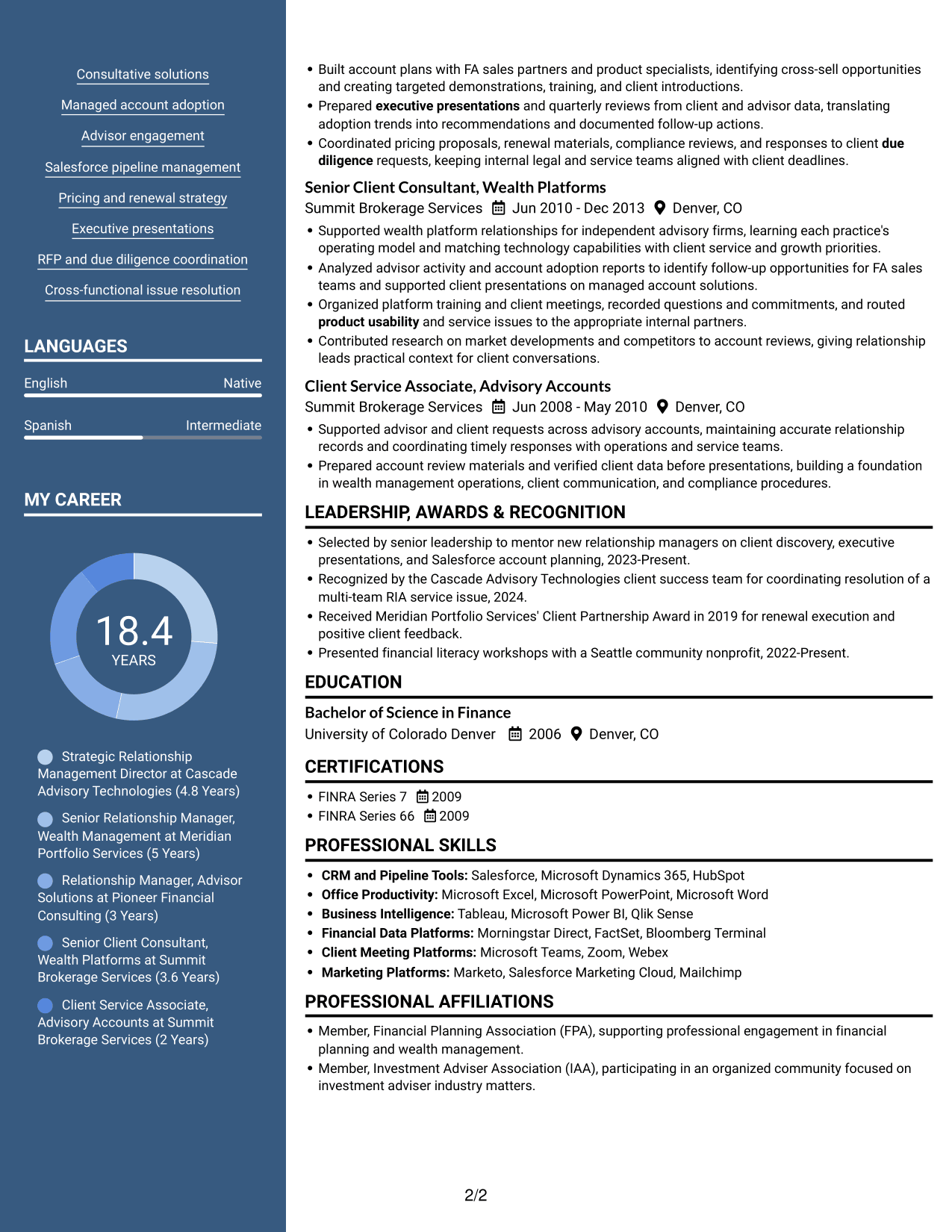 Resume example — page 2