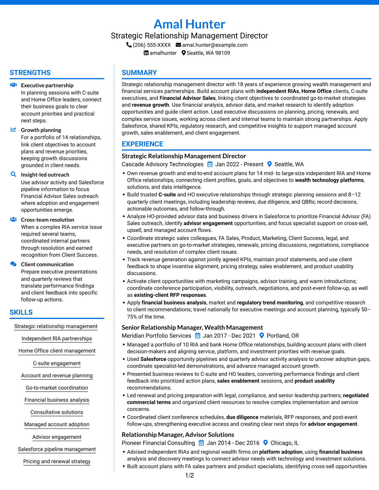Resume example — page 1
