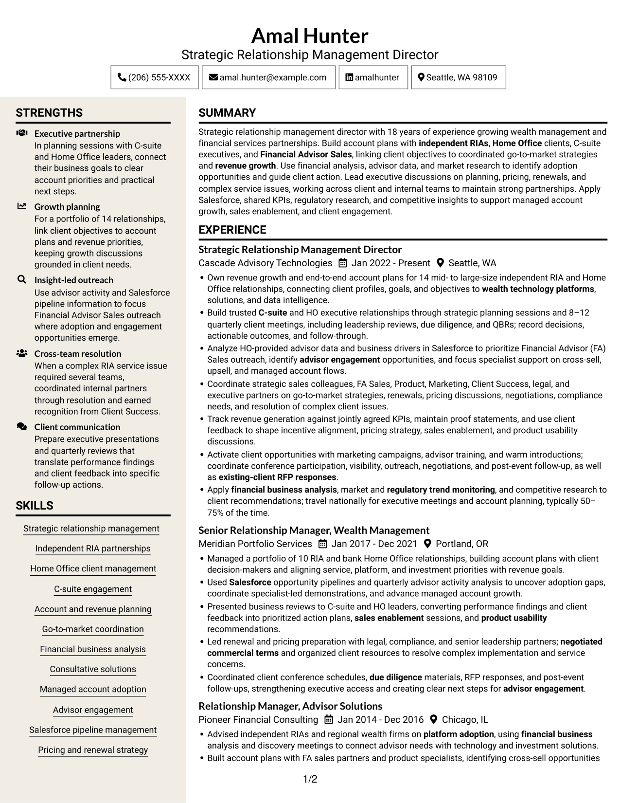Resume example — page 1