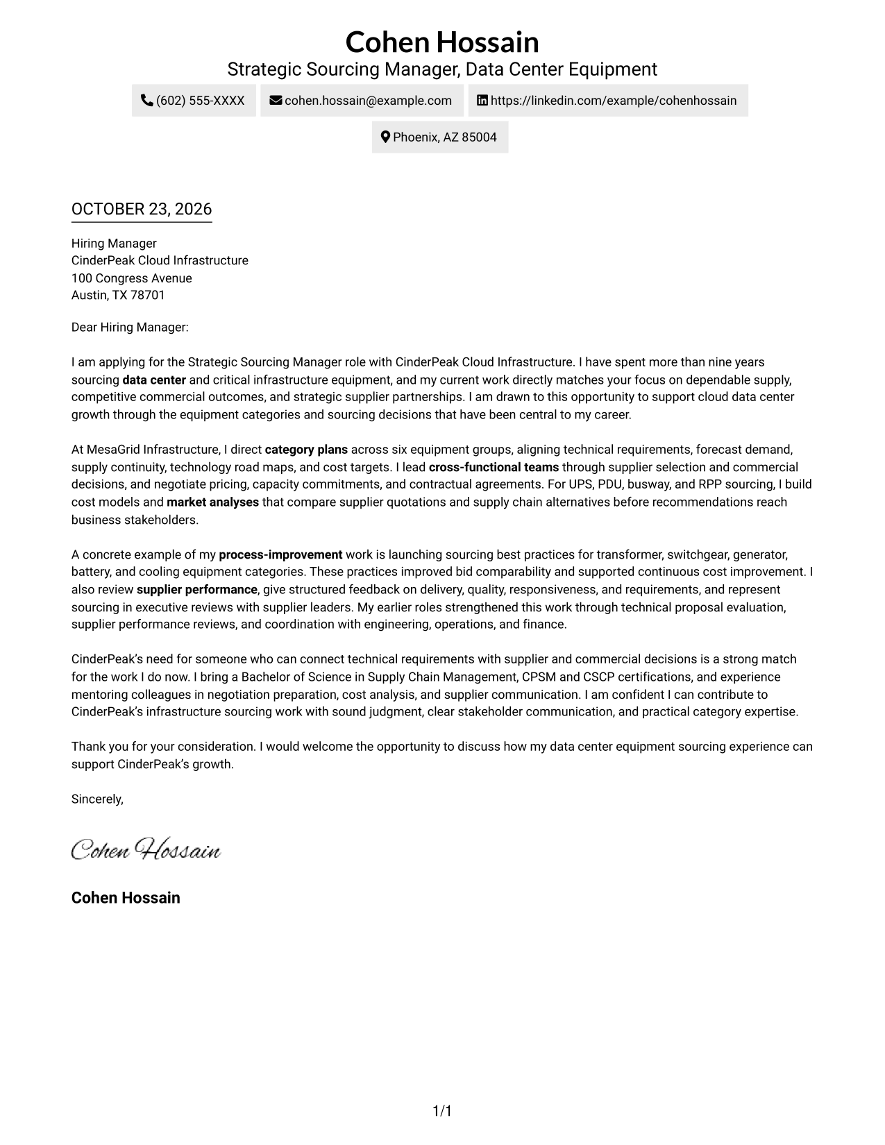 Cover letter example — page 1