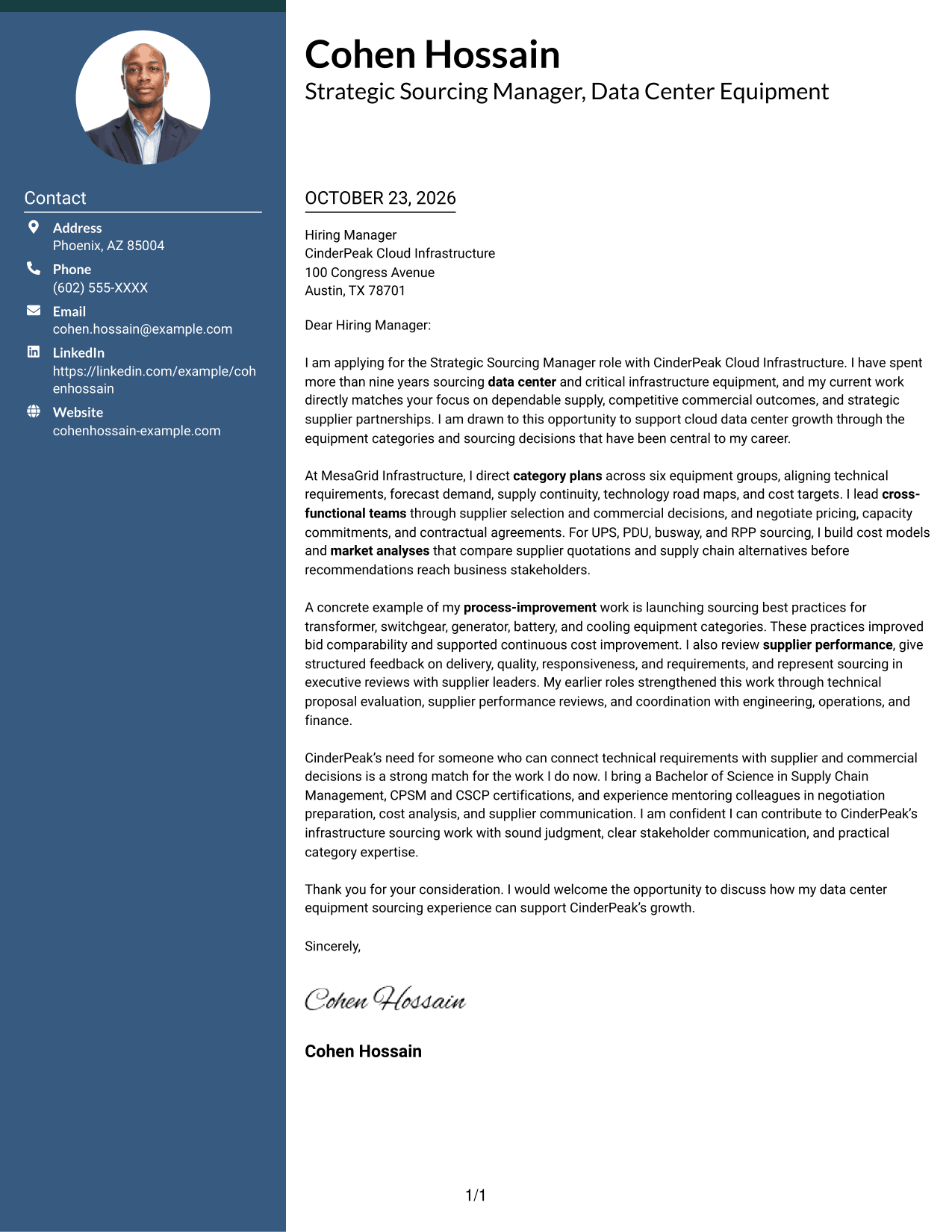 Cover letter example — page 1