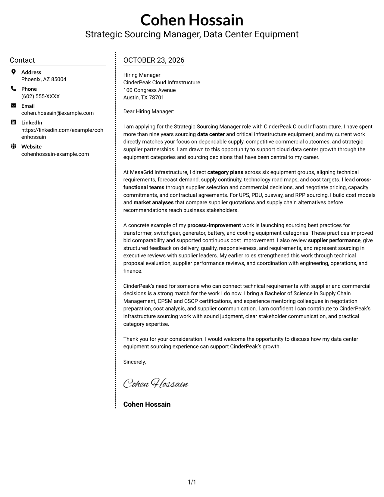 Cover letter example — page 1