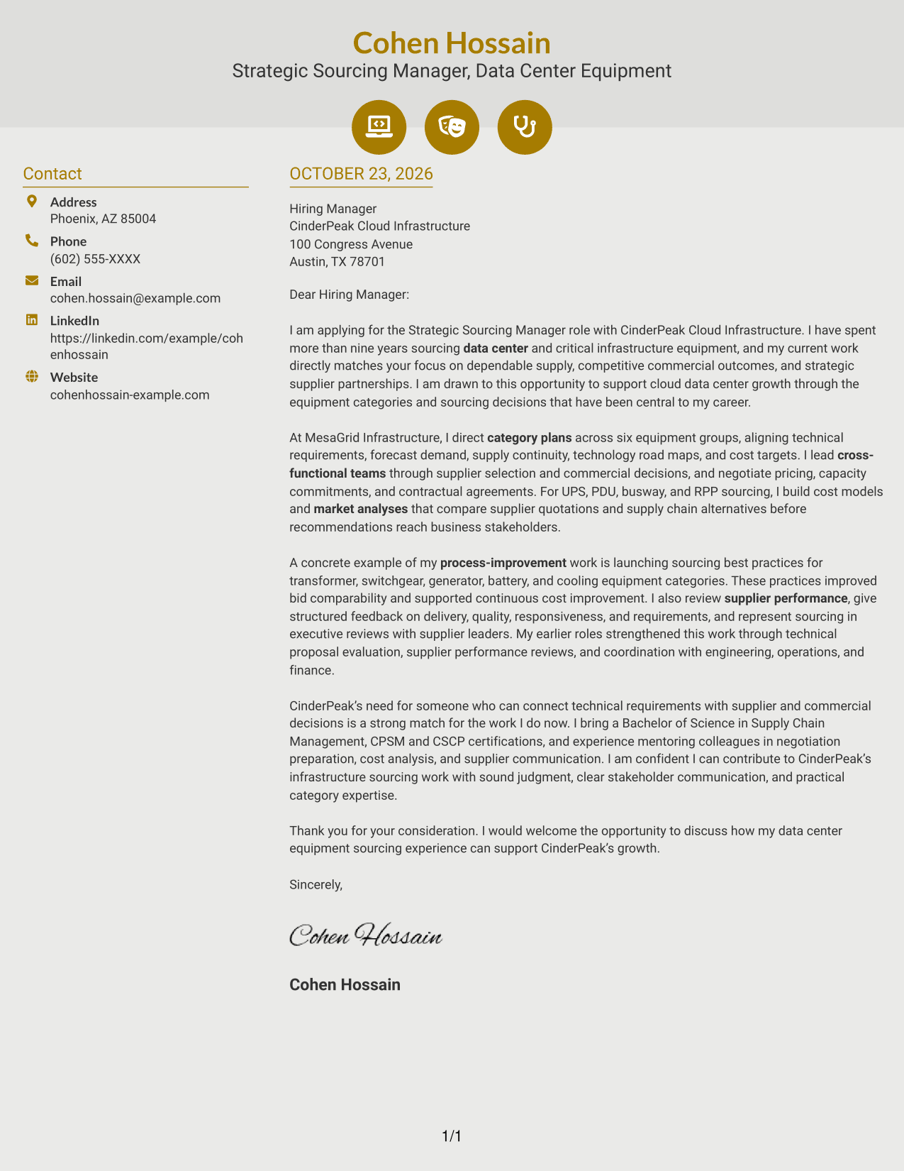 Cover letter example — page 1