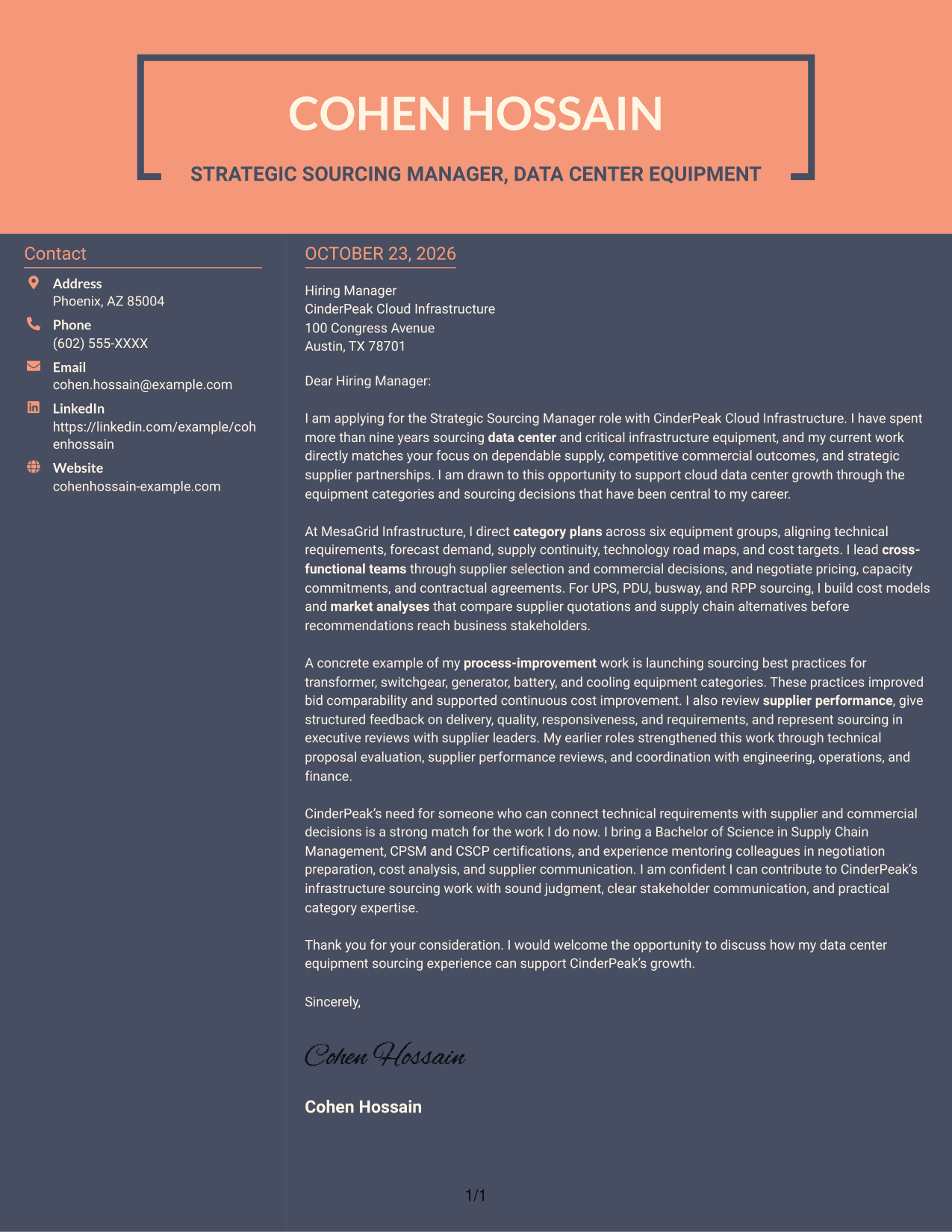 Cover letter example — page 1