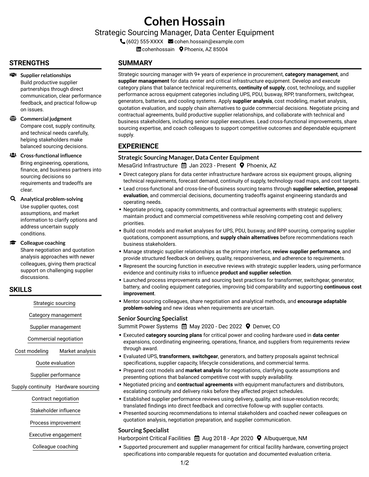 Resume example — page 1